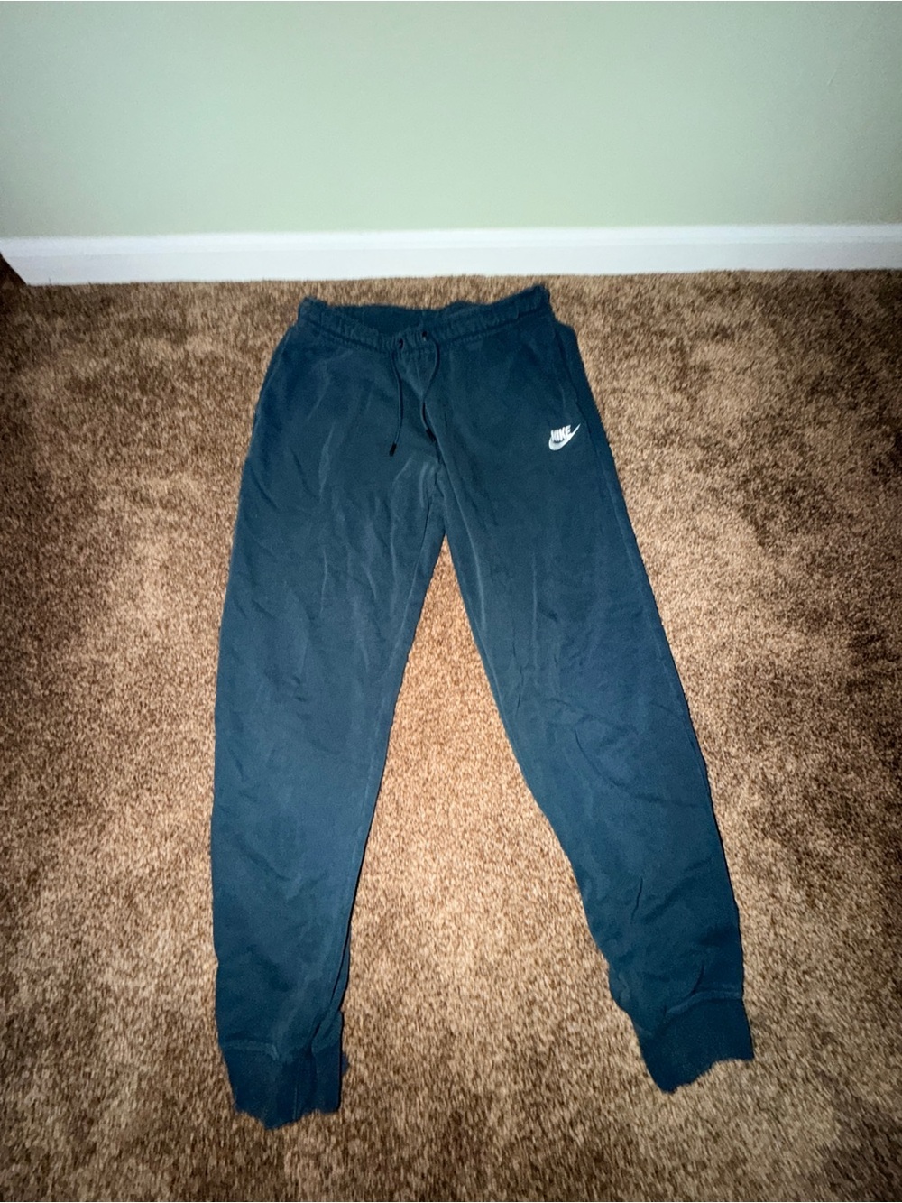 Nike Kids Dark Blue Fleece Joggers with White Logo